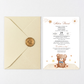 Invitatie Botez Ursuletul Martinel, Hartie Texturata, Plic Cartonat si Sigiliu Ceara Inclus