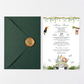 Invitatie Safari Green, Hartie Texturata, Plic Cartonat si Sigiliu Ceara Inclus