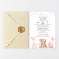 Invitatie Botez Ursuletul Jucaus, Hartie Texturata, Plic Cartonat si Sigiliu Ceara Inclus