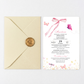 Invitatie Botez Fluturasi si Fundita, Hartie Texturata, Plic Cartonat si Sigiliu Ceara Inclus