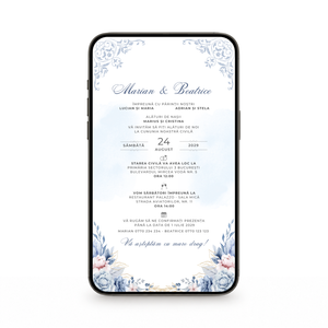 Invitatie Cununie Civila Blue Moon, Format Digital-BalloonEvents.ro