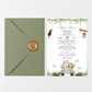 Invitatie Safari Green, Hartie Texturata, Plic Cartonat si Sigiliu Ceara Inclus