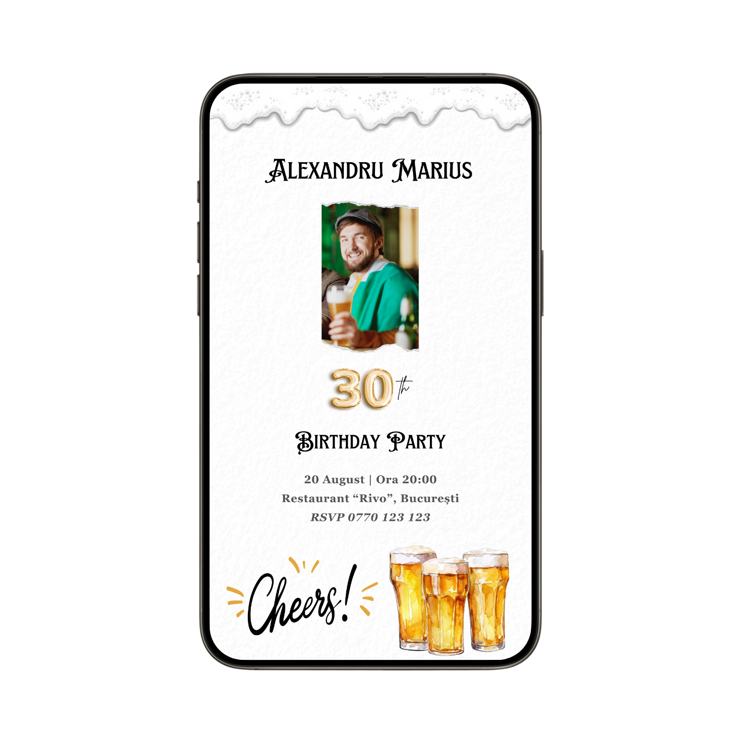 Invitatie Zi De Nastere Cheers to the Beers, Format Digital-BalloonEvents.ro
