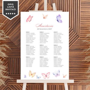 Invitatie Botez Butterfly, Hartie Texturata, Plic Cartonat si Sigiliu Ceara Inclus