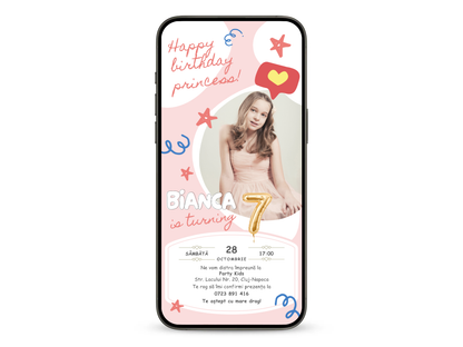 Invitatie Zi De Nastere Animata, My Lady-BalloonEvents.ro