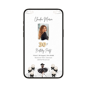Invitatie Zi De Nastere Lady In Black, Format Digital