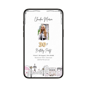 Invitatie Zi De Nastere Little Paris, Format Digital