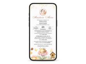 Invitatie Botez Baby Bee, Format Digital