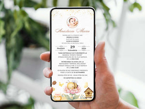 Invitatie Botez Baby Bee, Format Digital