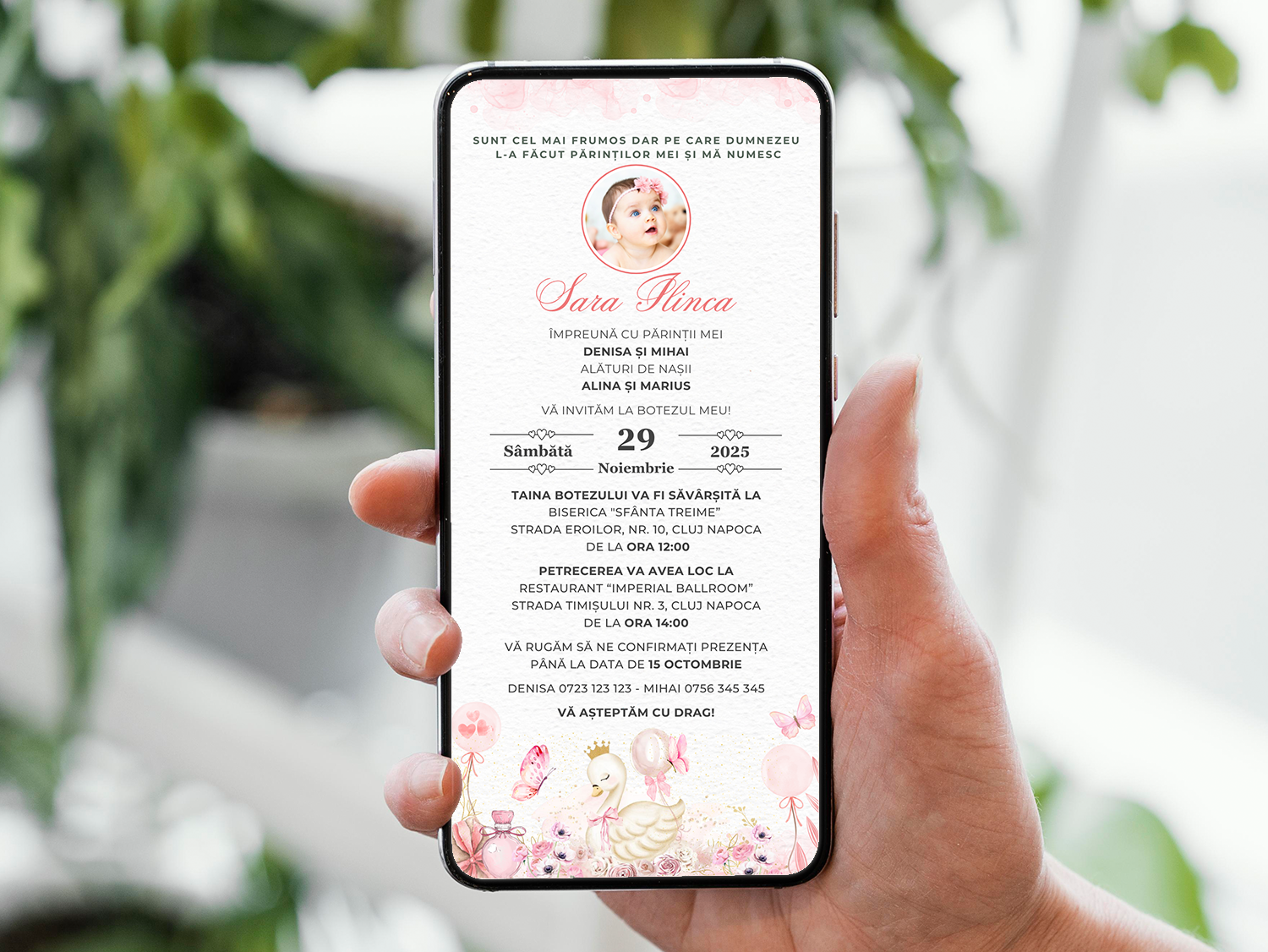 Invitatie Botez Baby, Format Digital-BalloonEvents.ro