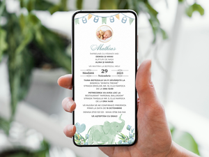 Invitatie Botez Baby Elephant, Format Digital-BalloonEvents.ro