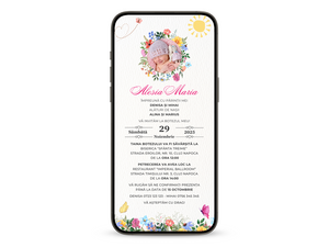 Invitatie Botez Baby Flower, Format Digital-BalloonEvents.ro