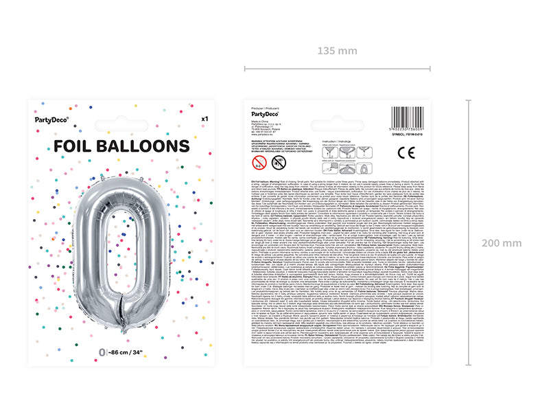 Balon Din Folie Cifra ''0'', 86Cm, Argintiu