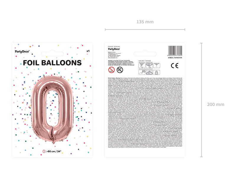 Balon Din Folie Cifra ''0'', 86Cm, Auriu Roz