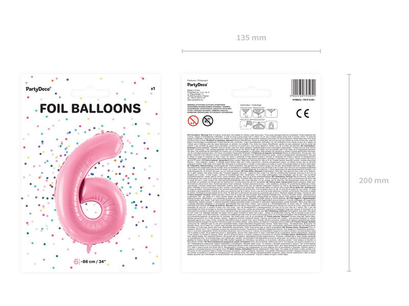 Balon Din Folie Cifra ''6'', 86Cm, Roz