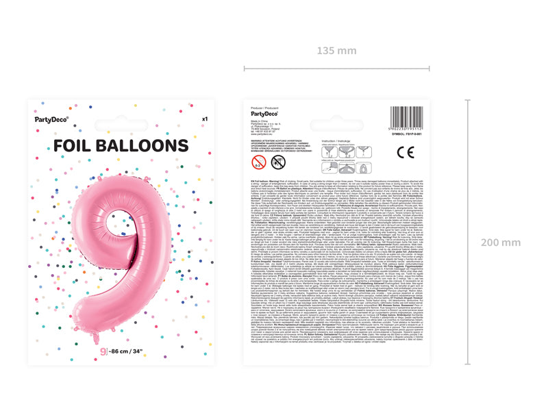 Balon Din Folie Cifra ''9'', 86Cm, Roz