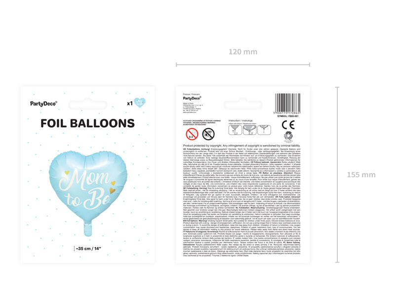 Balon Din Folie Mom To Be, 35Cm, Albastru