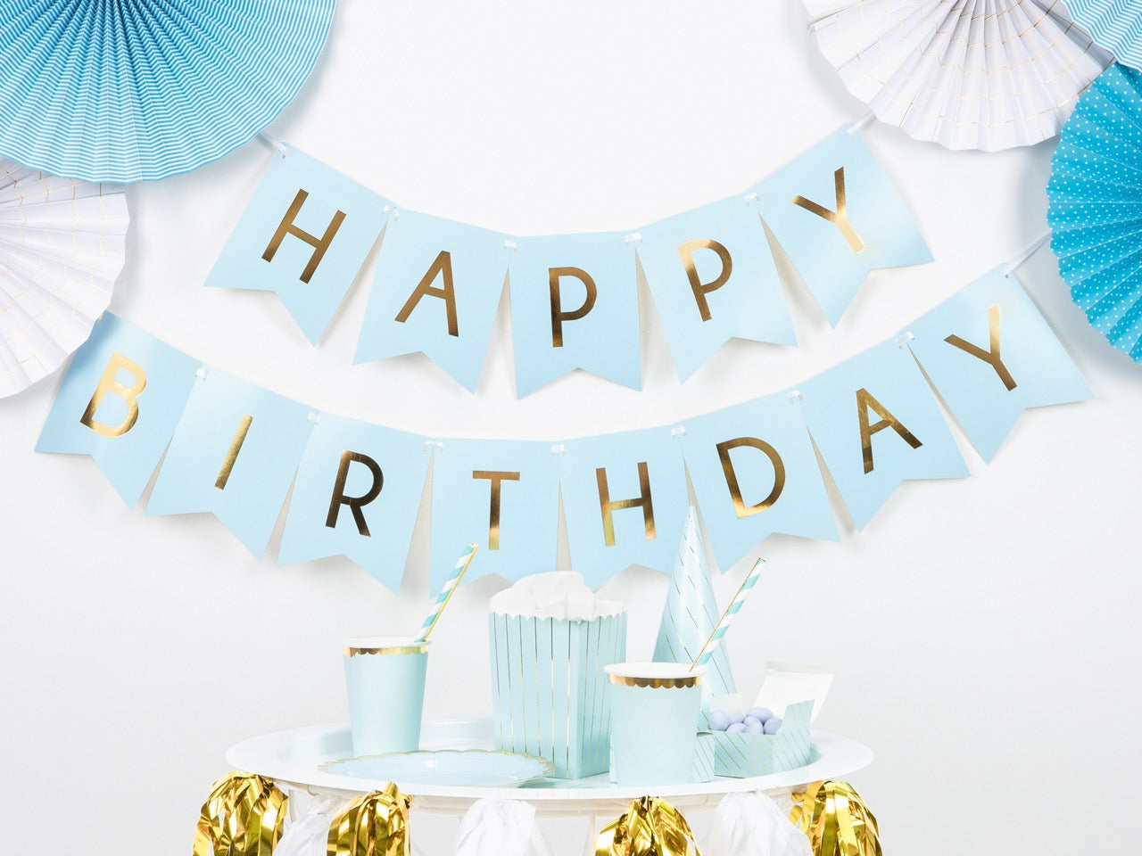 Banner Happy Birthday, Albastru Deschis, 15 X 175 Cm