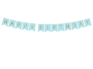 Banner Happy Birthday, Albastru Deschis, 15 X 175 Cm