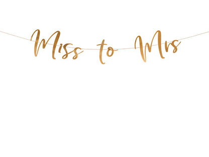 Banner Miss To Mrs, Auriu Roz, 18X76 Cm