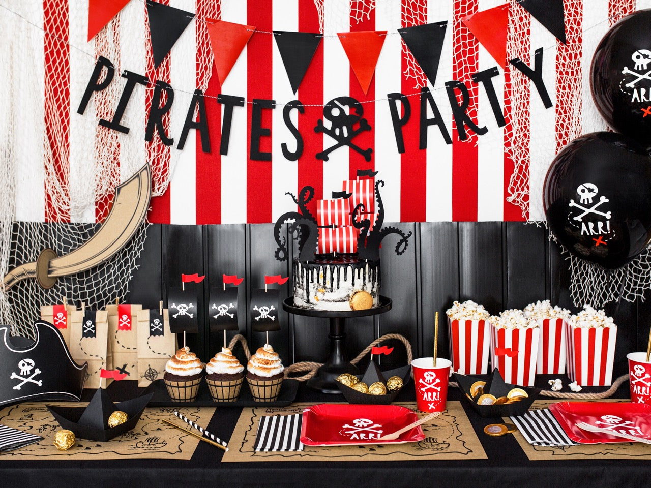 Banner Pirati Party, Negru, 14X100 Cm