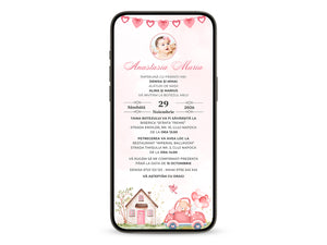 Invitatie Botez Beautiful Heart, Format Digital