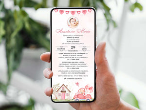 Invitatie Botez Beautiful Heart, Format Digital