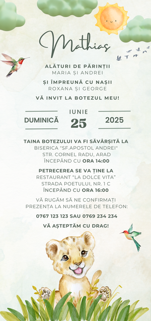 Invitatie Botez, Digitala, Lion