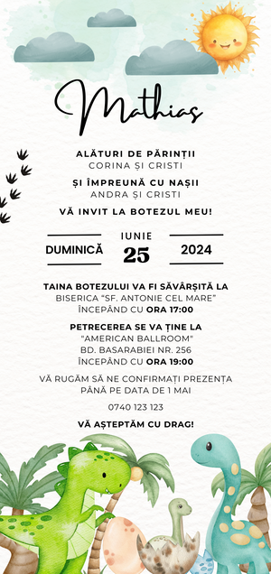 Invitatie Botez, Digitala, Lumea Dino