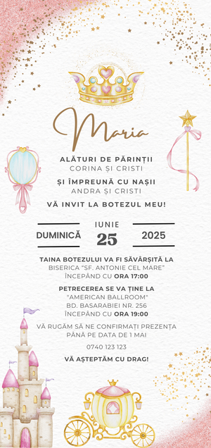 Invitatie Botez, Digitala, Printesa din Castel