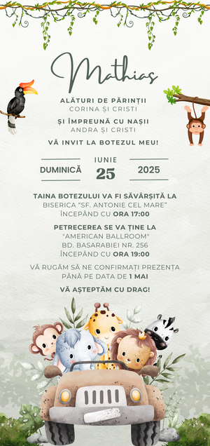Invitatie Botez, Digitala Safari Green Edition