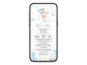 Invitatie Botez Bunny Boy, Format Digital