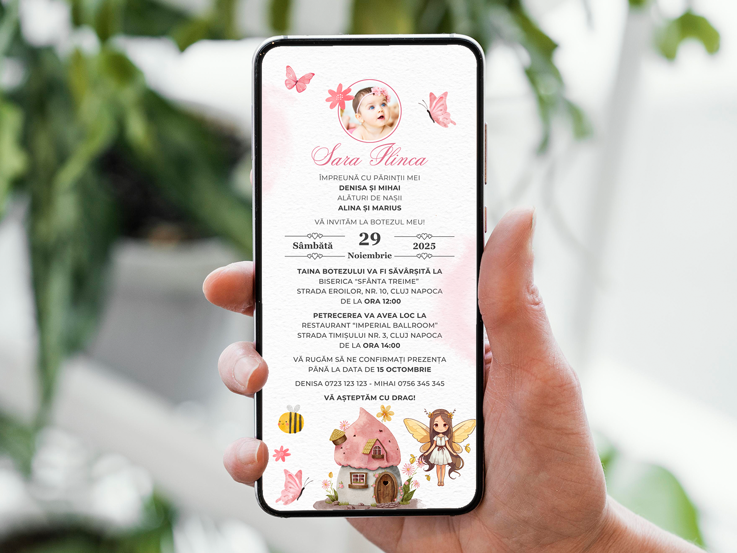 Invitatie Botez Casuta din Povesti, Format Digital-BalloonEvents.ro