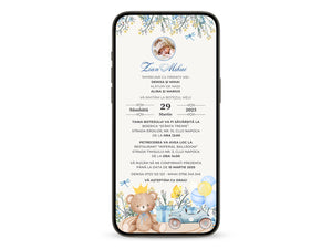Invitatie Botez Balloon Celestial, Format Digital