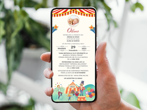 Invitatie Botez Circus, Format Digital-BalloonEvents.ro