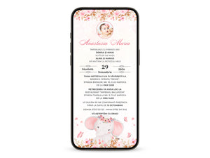 Invitatie Botez Cute Baby, Format Digital