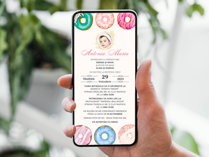 Invitatie Botez Donuts, Format Digital-BalloonEvents.ro