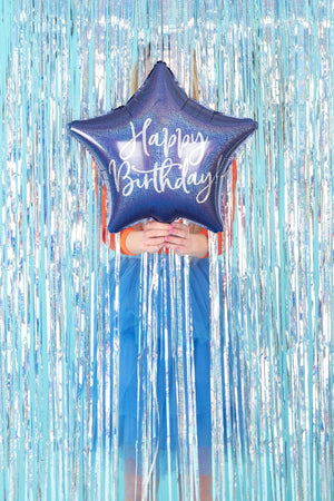 Balon Din Folie Happy Birthday, 40Cm, Albastru Marin
