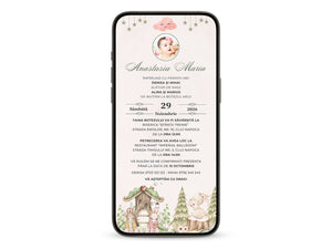 Invitatie Botez Forest Friends, Format Digital