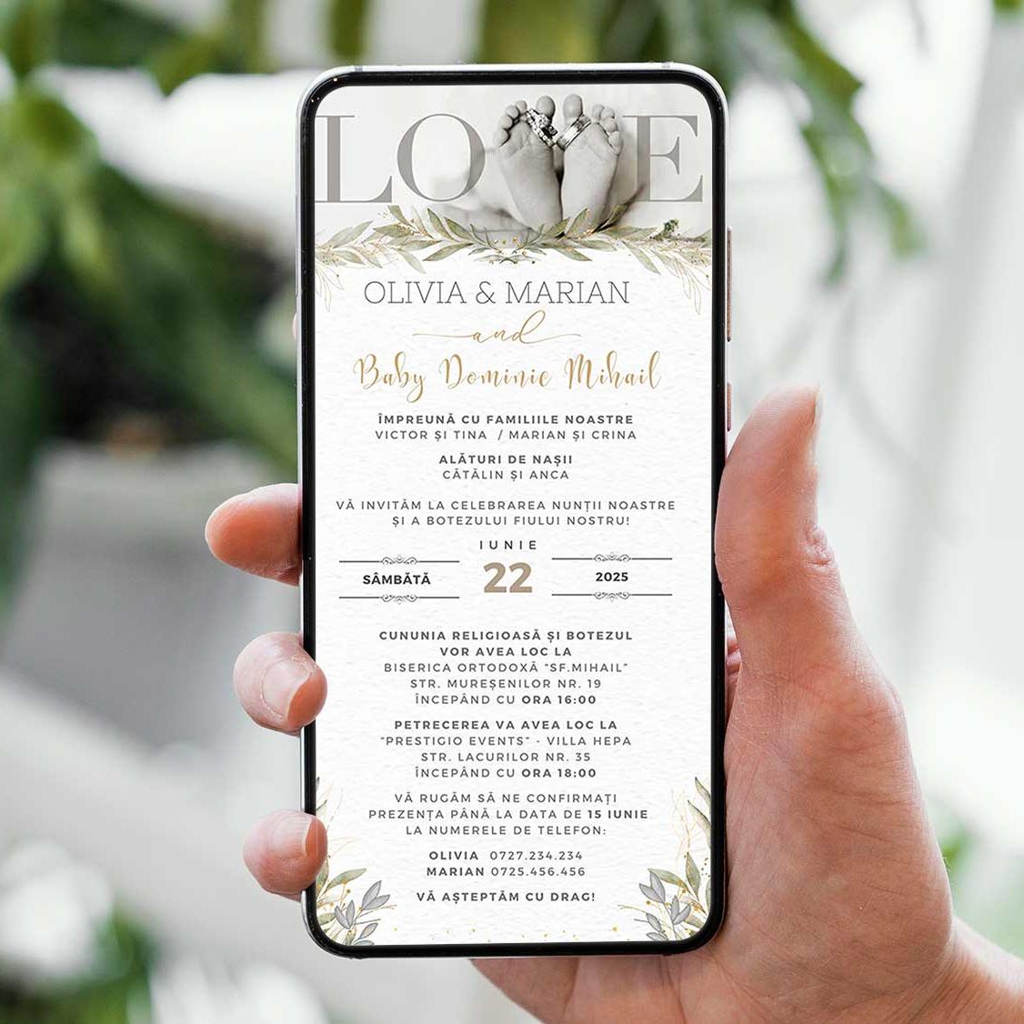 Invitatie 2 In 1 Nunta-Botez Love, Format Digitala