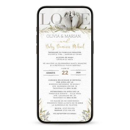 Invitatie 2 In 1 Nunta-Botez Love, Format Digitala
