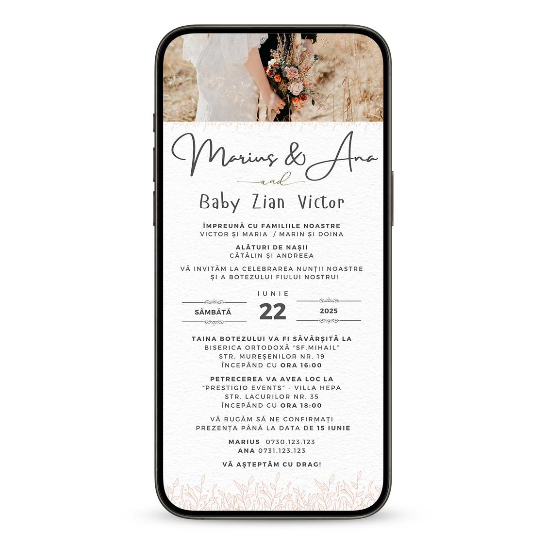 Invitatie 2 In 1 Nunta-Botez Perfect Life, Format Digitala