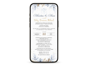 Invitatie 2 in 1 Nunta-Botez Blue, Format Digitala