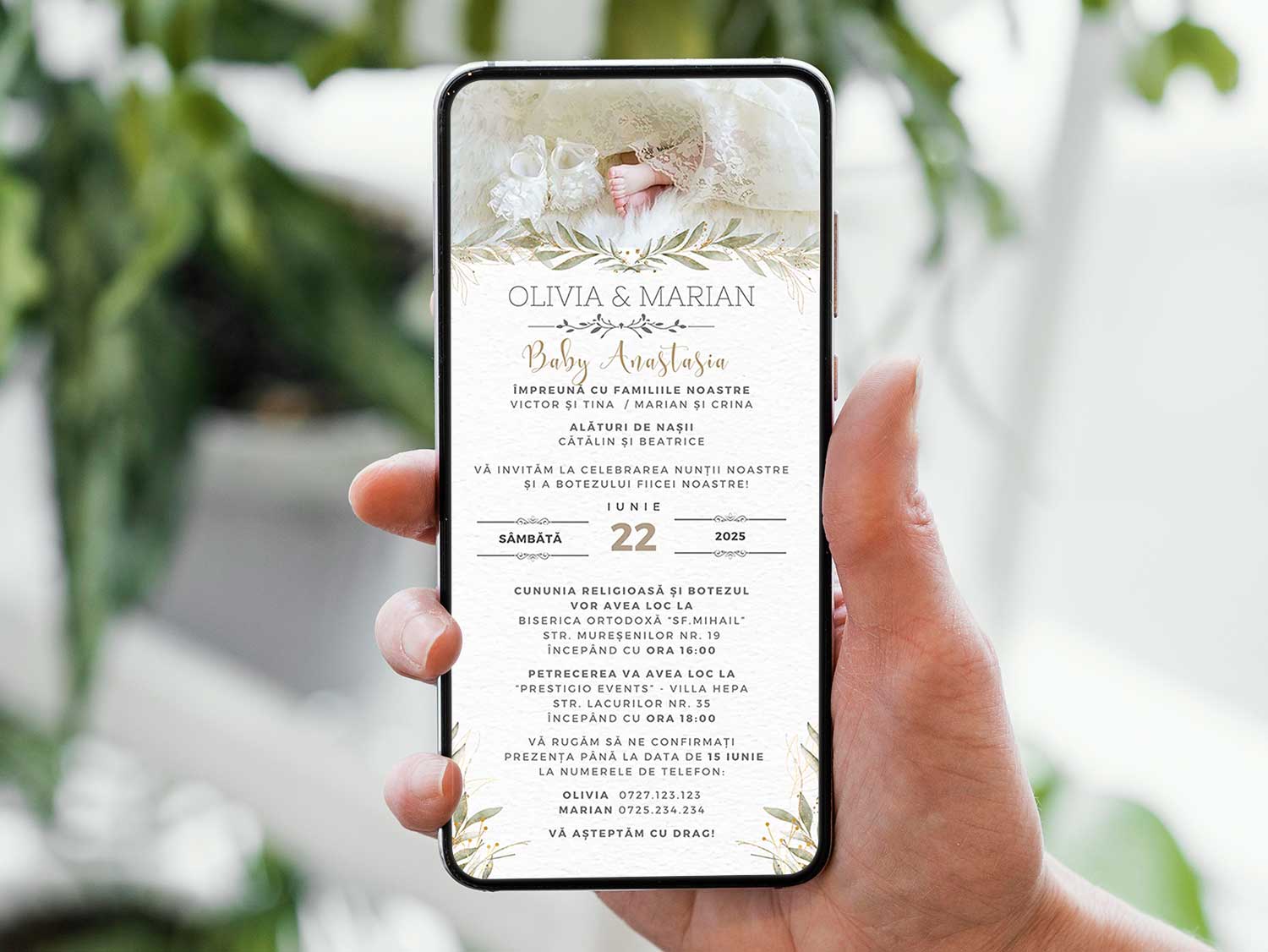 Invitatie 2 in 1 Nunta-Botez Family, Format Digitala