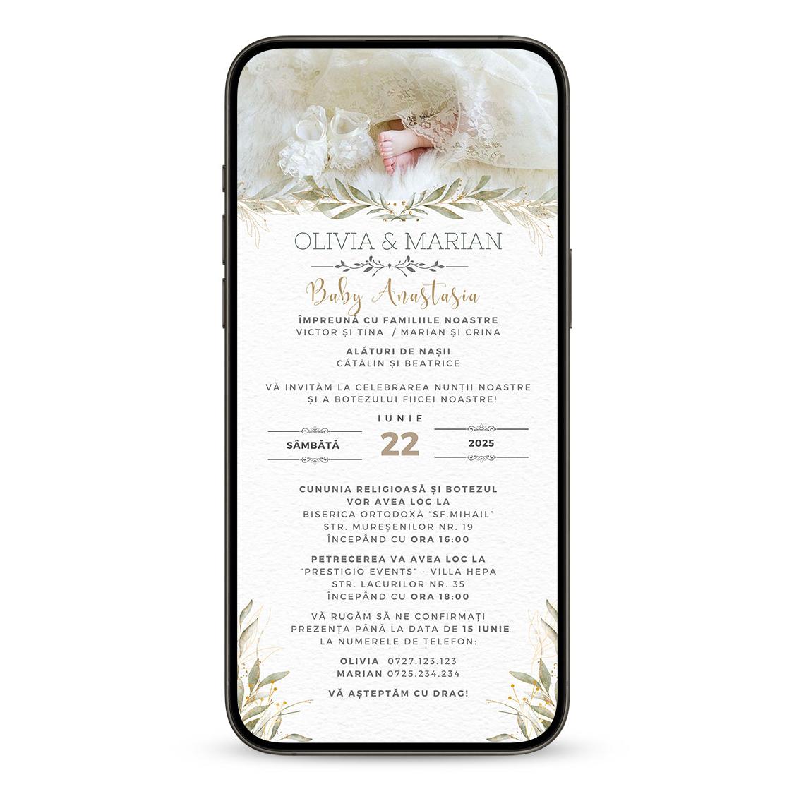 Invitatie 2 in 1 Nunta-Botez Family, Format Digitala-BalloonEvents.ro