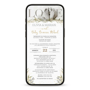 Invitatie 2 in 1 Nunta-Botez Love, Format Digitala-BalloonEvents.ro