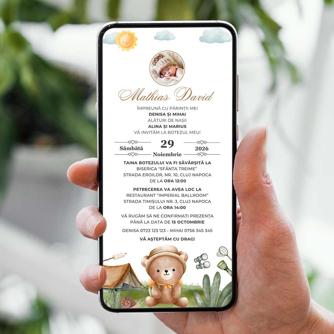 Invitatie Botez Adventure Boy, Format Digital-BalloonEvents.ro