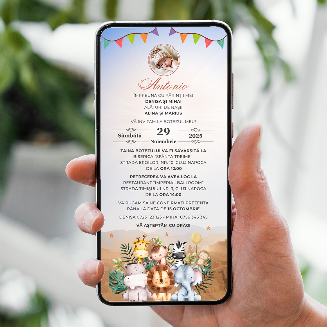 Invitatie Botez Africa, Format Digital-BalloonEvents.ro