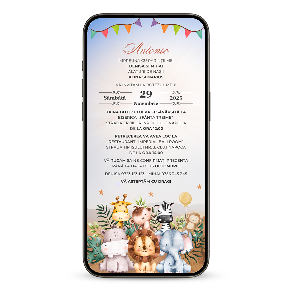 Invitatie Botez Africa, Format Digital-BalloonEvents.ro