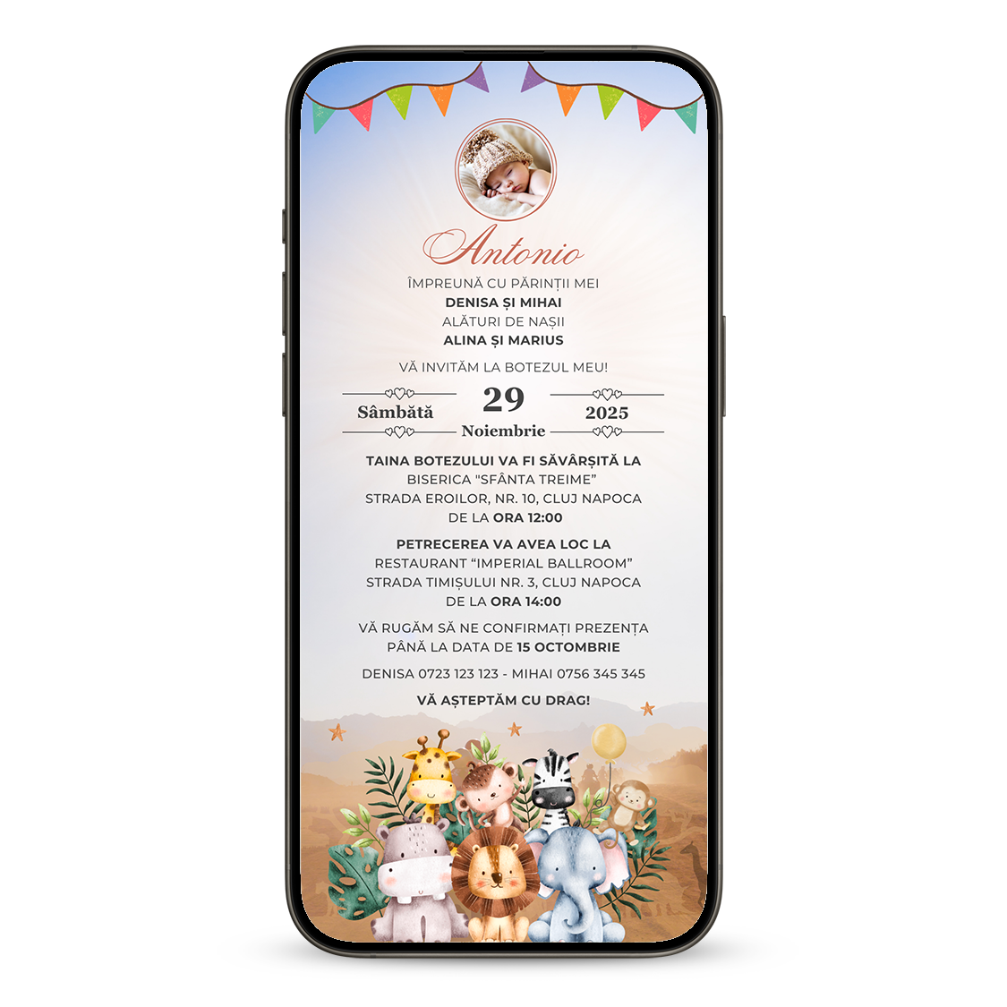 Invitatie Botez Africa, Format Digital-BalloonEvents.ro